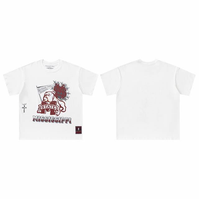 T8804 Premium Quality Travis Scott X Mitchell X Ness Mississippi State Bulldogs