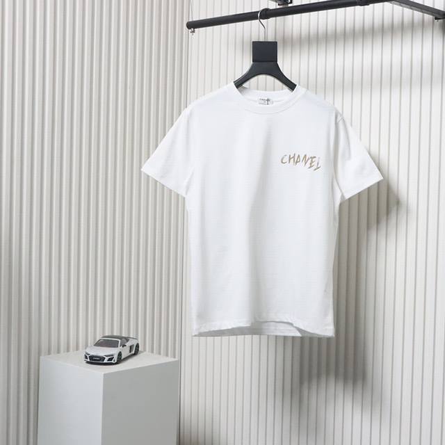 Chanel Hand-Painted Flower Print Short-Sleeve T-Shirt Custom Fabric And Print De