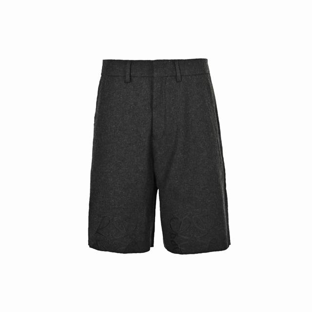 Loewe Anagram Half-Embroidered Flannel Shorts Custom-Made Merino Wool And Cashme