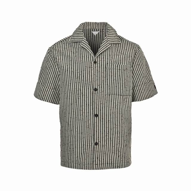 Bottega Veneta Bv 25Ss Houndstooth Short-Sleeve Shirt Custom-Spun Twill Houndsto