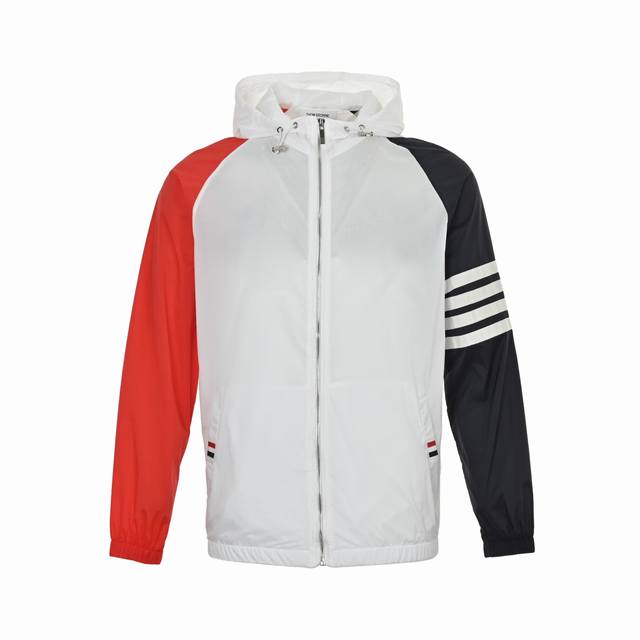 Thom Browne Classic Four-Stripe Woven Strap Color-Blocked Sun-Protective Jacket