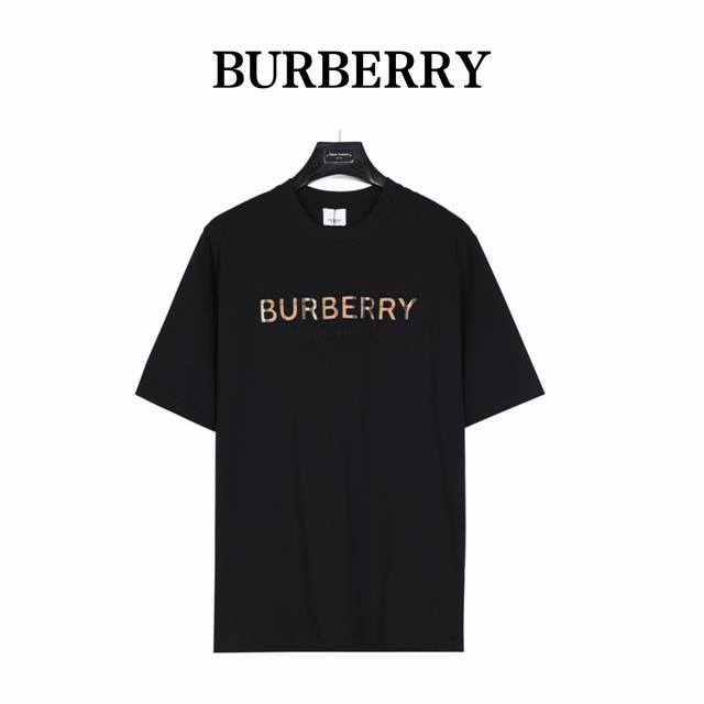 Burberry Checkered Letter Short-Sleeve Shirt Classic Logo Letter Print + Embroid