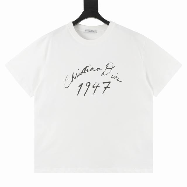 Dior 47 Logo Slogan Printed Couple's Short-Sleeve T-Shirt 1947 Series Today's Re