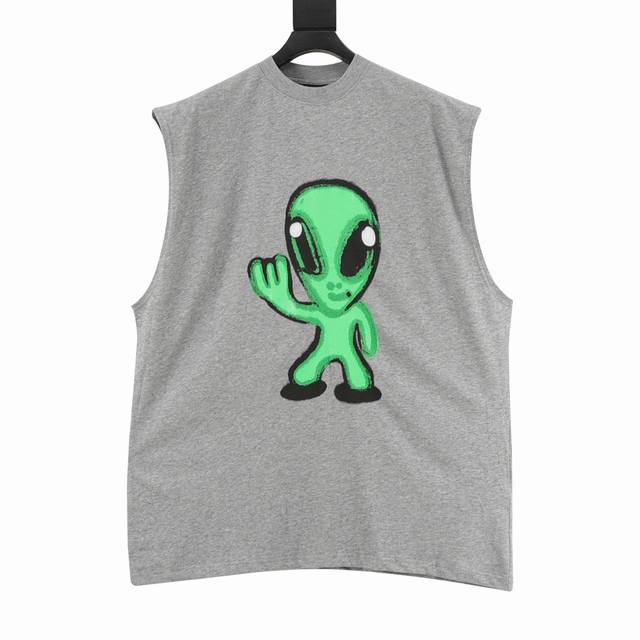 Balenciaga Parisian New Dissolving Smiling Alien Tank Top Direct-Printed Short-S