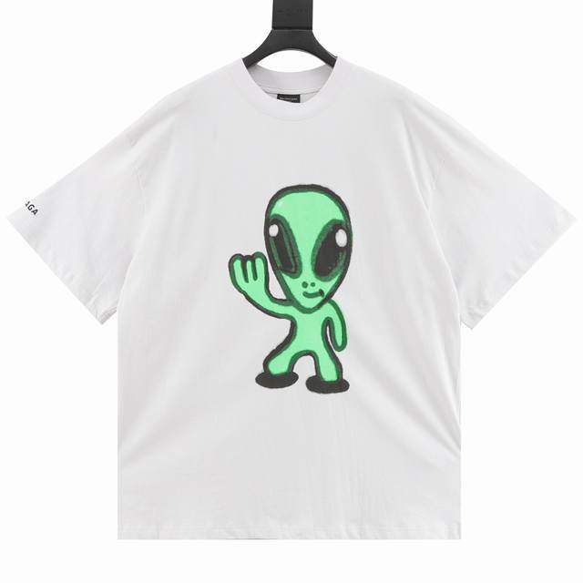 Balenciaga Paris New Dissolving Smiling Alien Short-Sleeve T-Shirt Direct-Printe