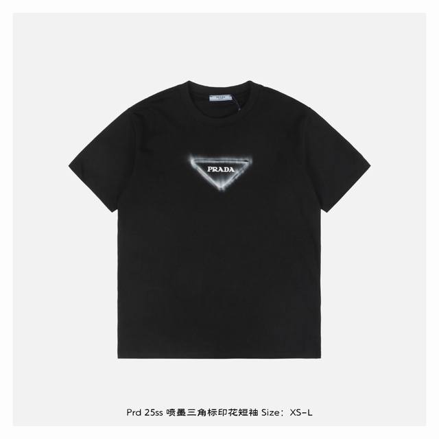 Prada 25Ss Inkjet Triangle Label Printed Short-Sleeve T-Shirt Made From 230Gsm C