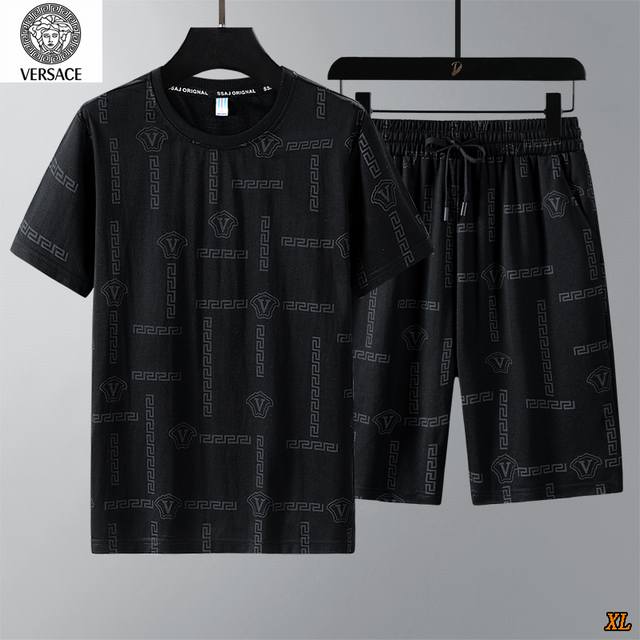 Versace Exclusive Real-Life Photos New Arrival Summer High-Quality Ice Silk Set