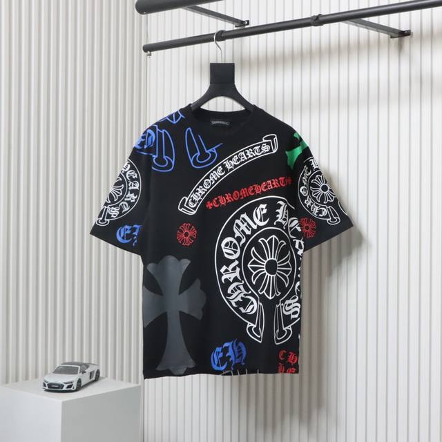 Chrome Hearts 25Ss Colorful Letter Logo Print Short-Sleeve Shirt Made From 280Gs