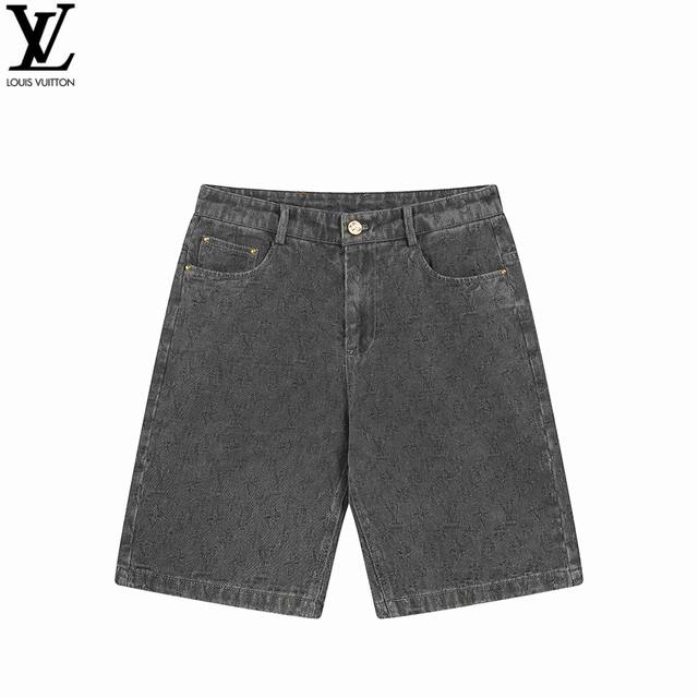 Louis Vuitton 25Ss Subtle Vintage Print Jacquard Denim Shorts Original Design, T