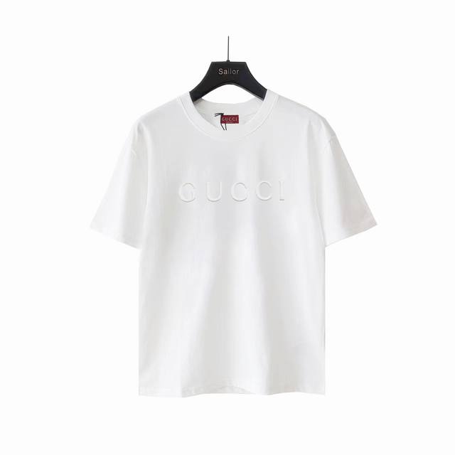 Real-Life Detail Photos + Size Chart Gucci Embossed Letter Logo Short-Sleeve Shi
