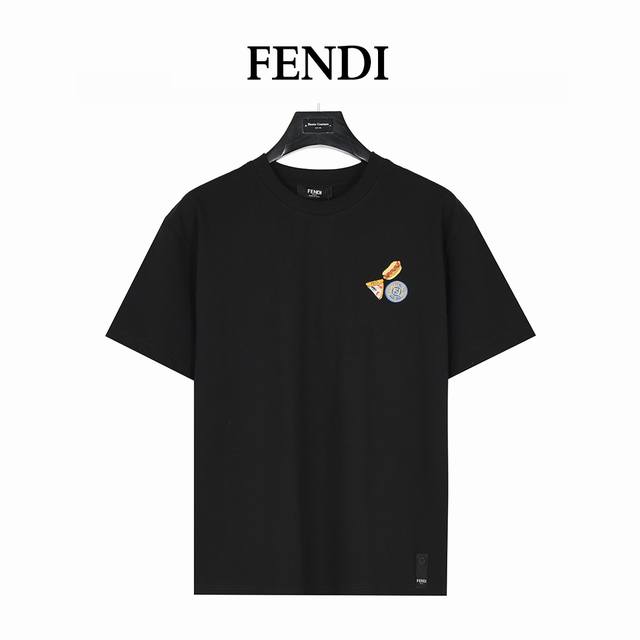 Fendi 25Ss Fendilicious Pizza Pattern Embroidered Short-Sleeve T-Shirt Made From