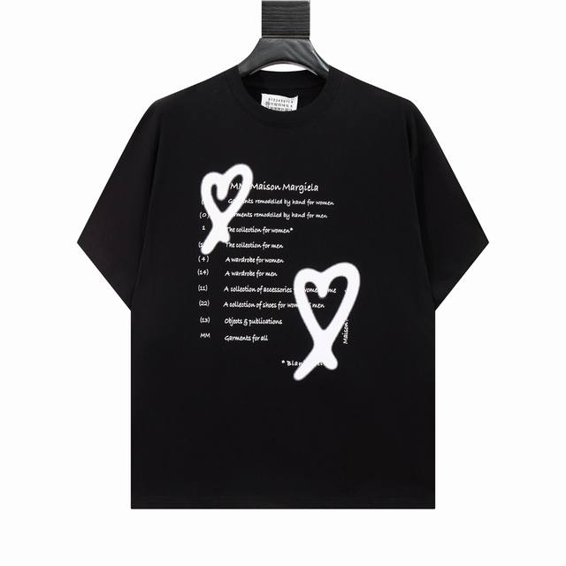 High-End Maison Margiela Heart-Shaped Letter Short-Sleeve Shirt, Unisex. Exudes