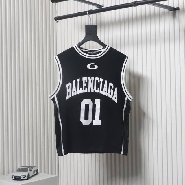 Balenciaga Parisian-Style Knitted Embroidered Basketball Vest. Custom-Made And W