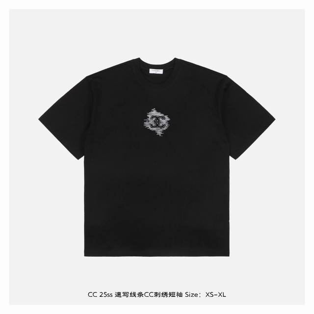 Chanel 25Ss Sketch Line Cc Embroidered Short-Sleeve Shirt - Fabric Made From 230
