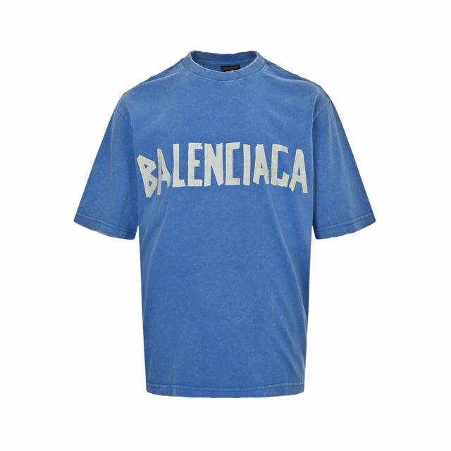 Balenciaga Paris 25Ss Masking Tape Dyed Wash-Out Holes Short-Sleeve Summer Dopam