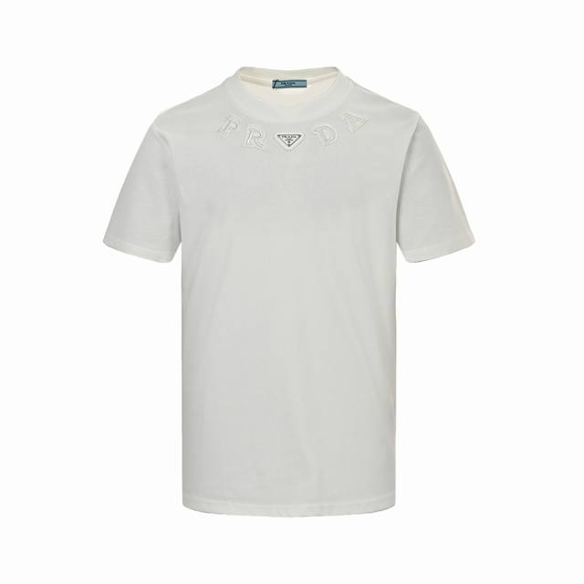 Prada 25Ss Short-Sleeve Shirt With Letter Embroidered Triangle Label At The Coll