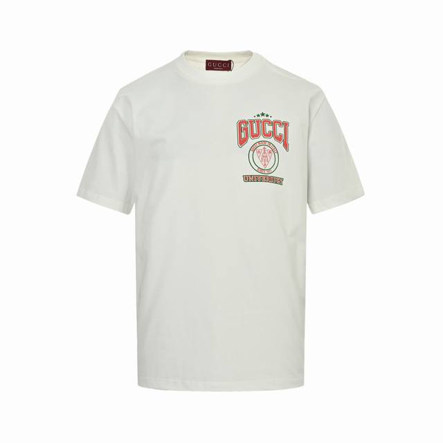 Gucci 25Ss Chest Letter Emblem Print Short-Sleeve Shirt Made From 100% High-Coun