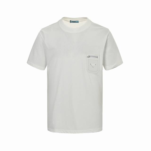 Prada 25Ss Triangle Label Leather Pocket Short-Sleeve Shirt Made From 32-Count D