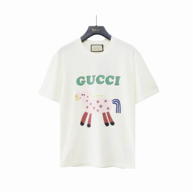 Actual Photos + Size Chart Gucci Early Spring Cartoon Animal Pony Print T-Shirt