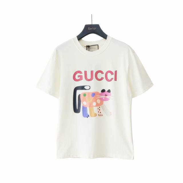 Size Chart + Actual Photos Gucci Early Spring Cartoon Strange Cat Pattern Printe