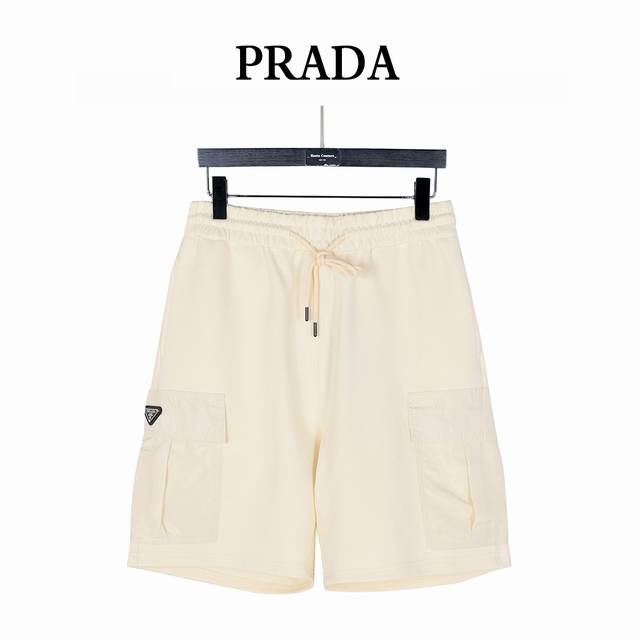 Prada 25Ss Metal Triangle Logo Side Pocket Workwear Shorts - Authentic Purchase,