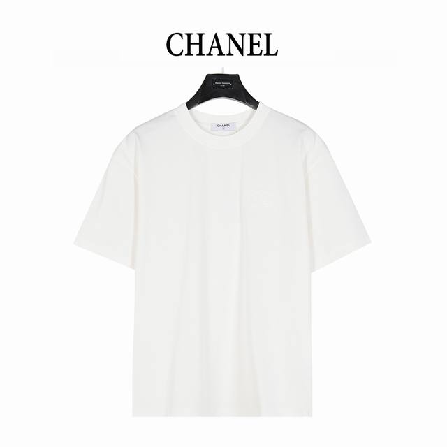 Chanel Chanel 25Ss Subtle Weave Logo Double C 3D Embroidered Short-Sleeve T-Shir