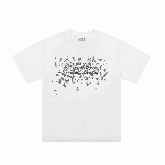 High-End Version Maison Margiela Mm6 Foam Digital Print Short-Sleeve Shirt, Unis