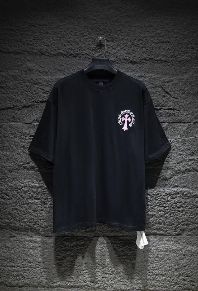 High-End Chrome Hearts Croce Heart Graffiti Cross Patch Embroidered Short-Sleeve