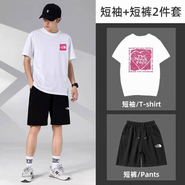 Tnf North Face New Short-Sleeve Shorts Sports Set! Versatile And Flattering For