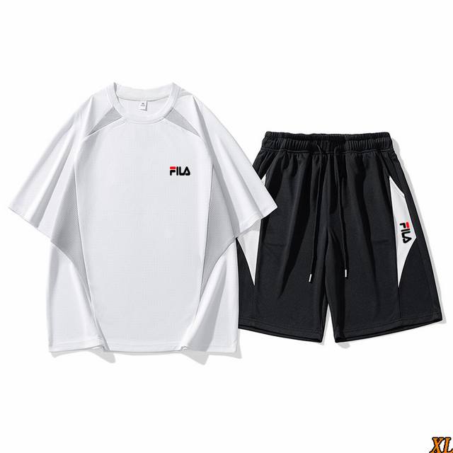 Fila Exclusive Real-Life Photos New Arrival Summer High-Quality Round Neck Short