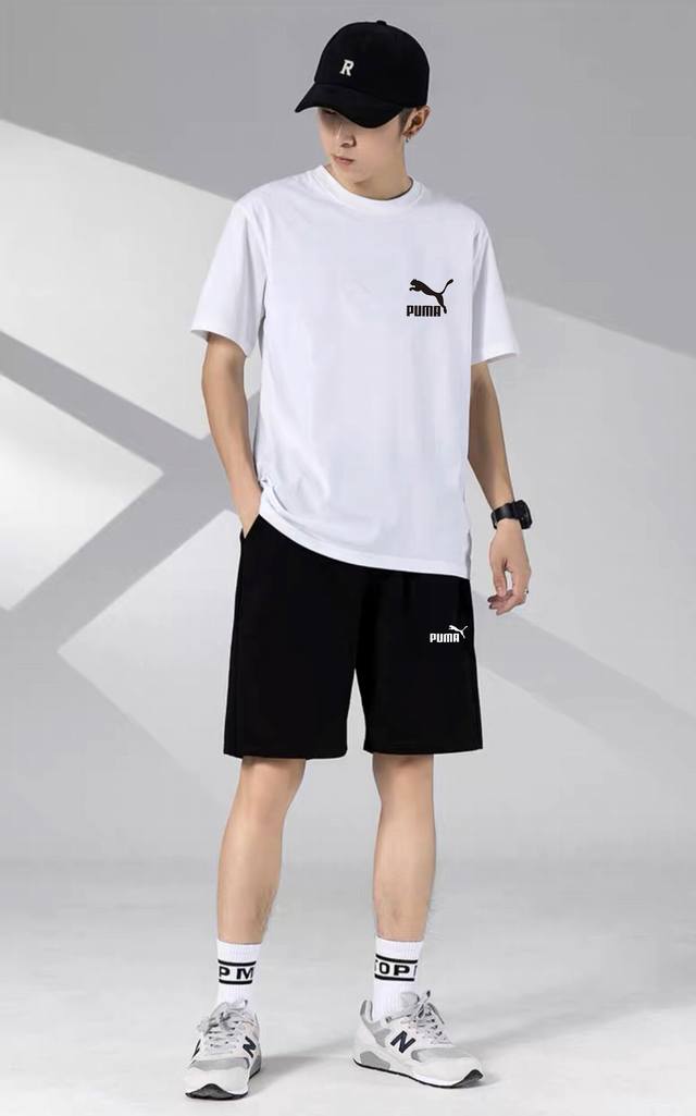 Puma Classic Short-Sleeve Shorts Sports Set! Versatile And Flattering For Everyo