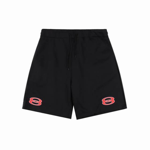 Balenciga Paris Saint-Germain Double Ring Logo Letter Shorts Made With Imported