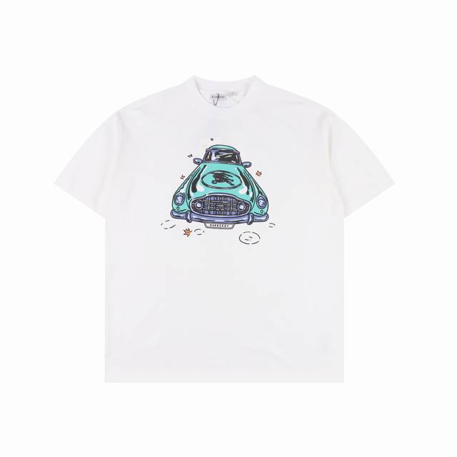 Burberry Classic Car Pattern Round Neck Short-Sleeve T-Shirt Made From Combed Co