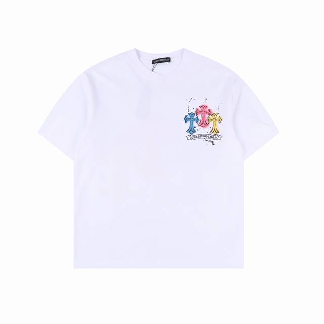 Chrome Hearts Neon Cross Print Short-Sleeve T-Shirt. Fabric Made From Combed Cot