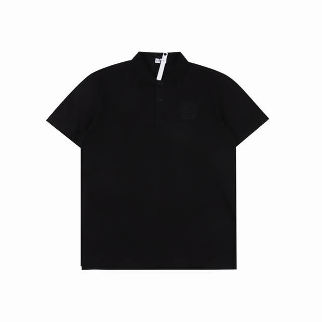 Burberry Embroidered Logo Collar Polo Short-Sleeve Shirt Crafted From Cotton Mes