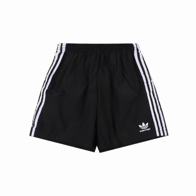Balenciaga & Adidas Collaboration Embroidered Trefoil Shorts High-Density Soft W