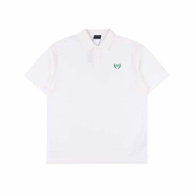 Balenciaga Paris New Wheat Ear Embroidered Short-Sleeve Polo Shirt This T-Shirt