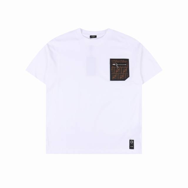 Fendi Leather-Trimmed Zipper Pocket Short-Sleeve T-Shirt Distinct From Mass-Mark