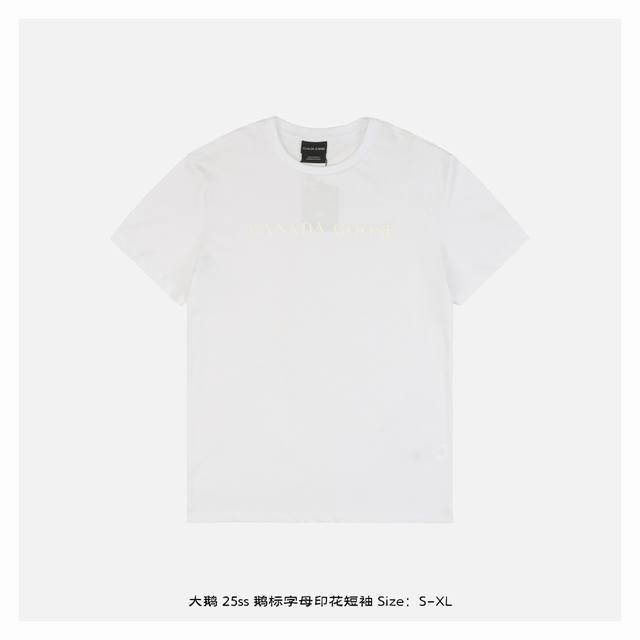 Canada Goose 25Ss Goose Logo Letter Print Short-Sleeve Shirt, Made From 16-Count