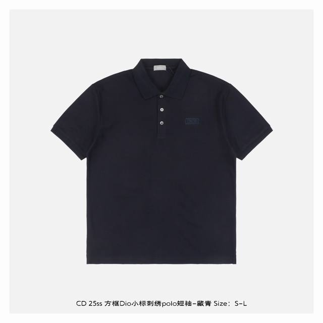 Dior 25Ss Square Frame Dior Small Logo Embroidered Polo Shirt - Navy Original Cu