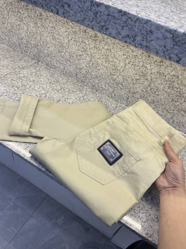 Dolce & Gabbana 5 Heavyweight Black Khaki Color Modal Cotton Denim Pants With Lu