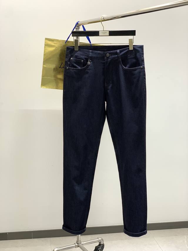 Lp. High-End Fashion-Inspired, Denim Fabric, Deep Blue Washed Denim Pants. The F