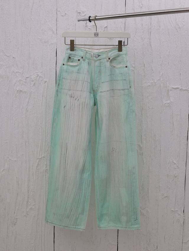 Acne Studio* Distressed Fluorescent Denim Pants Made From Custom-Dyed Fluorescen