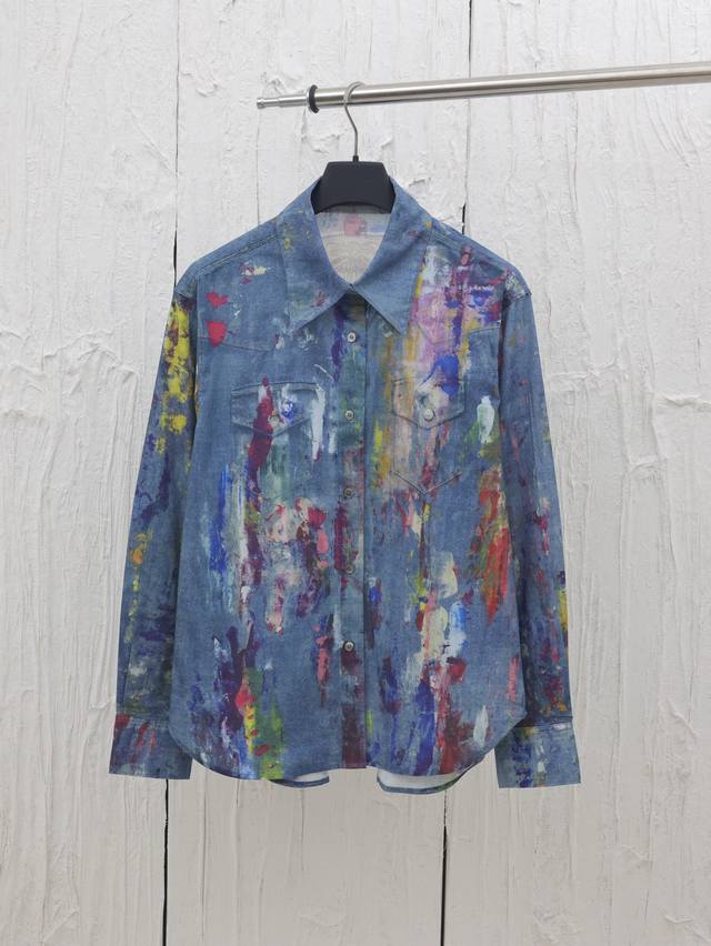 Acne Studo* 25 New Oil Painting Tie-Dye Cotton-Linen Shirt For Men And Women Exc
