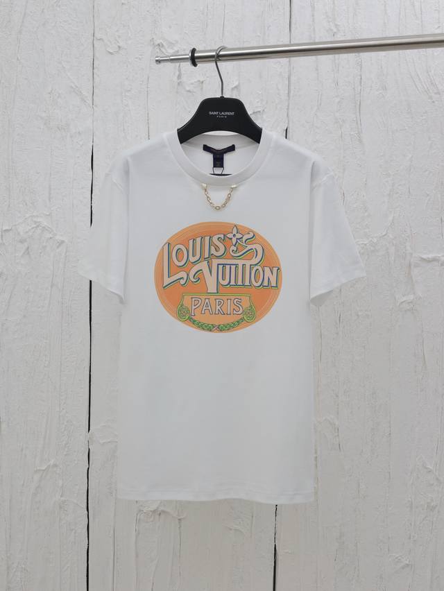 Lv* Louis 25Ss New Round Neck Printed Chain Short-Sleeve T-Shirt Made From Custo