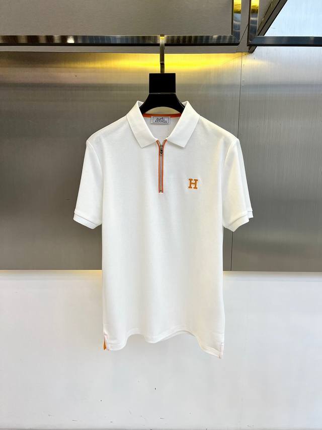 Herm S, 2025 Spring/Summer New Arrival, Men's Collared Half-Zip Short-Sleeve T-S