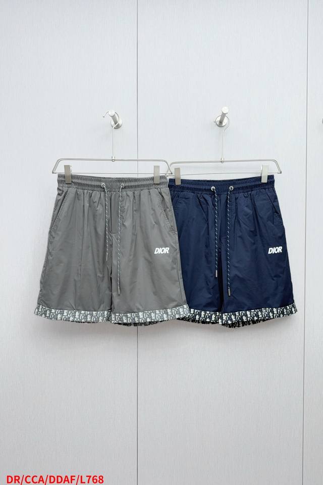 L768 Dr Dior 2025Ss Summer New Casual Shorts, With Matching Color-Blocked Drawst