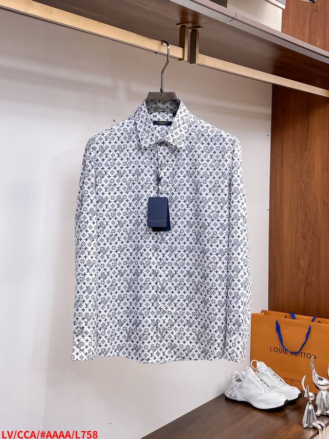L758 Lv Louis Vuitton 2025Ss Spring/Summer New Silk Long-Sleeve Shirt, Custom Ja