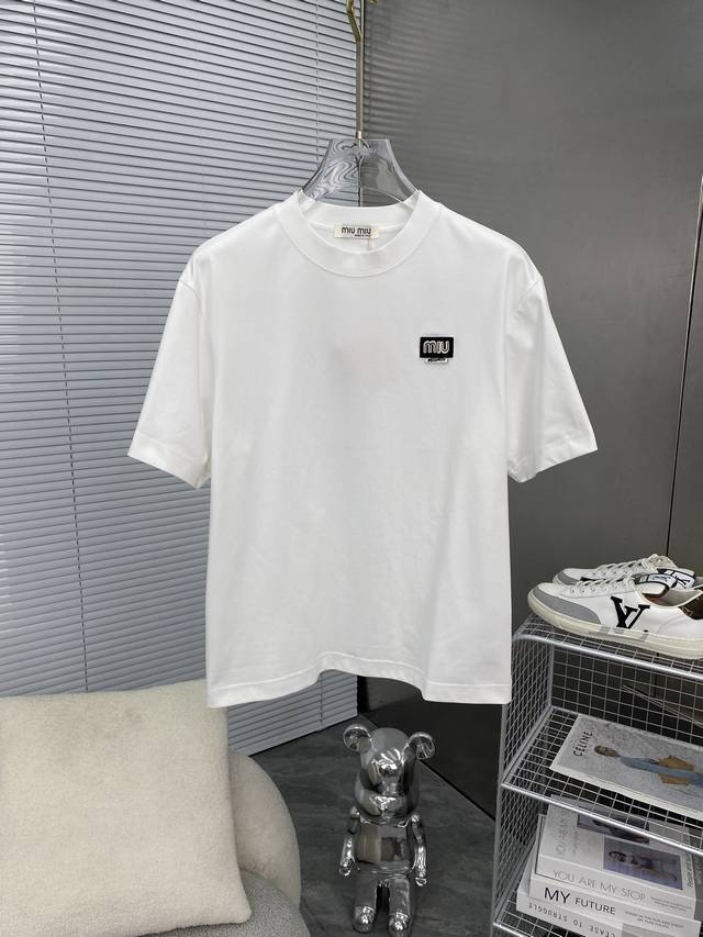 Miu Miu 2025Ss Spring/Summer High-Quality Couple's Short-Sleeve T-Shirt, High-Co