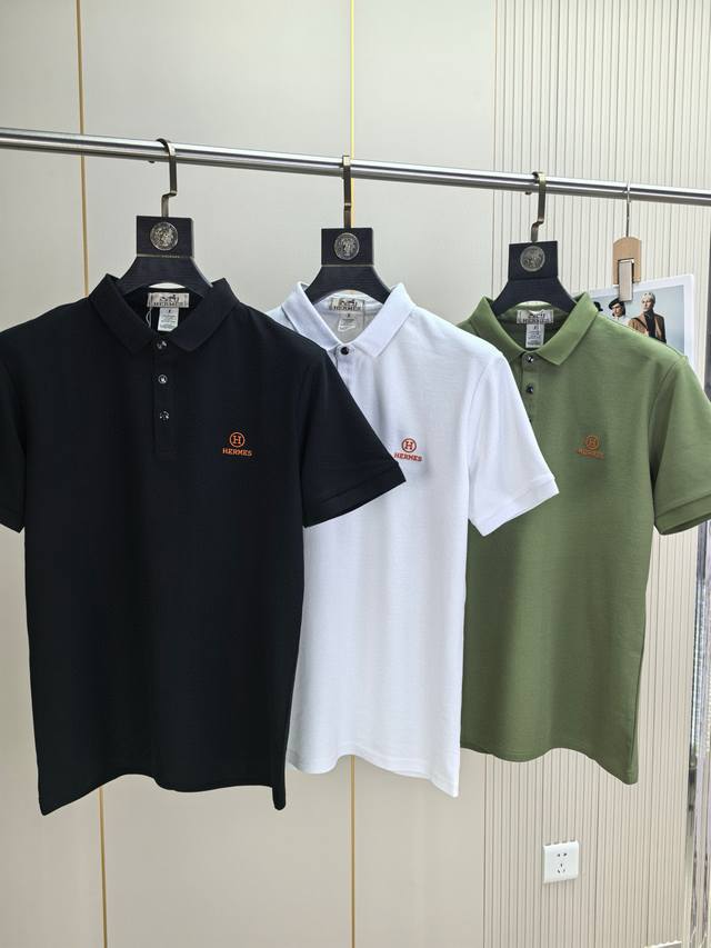 Herm S. 2025 Spring/Summer New Embroidered Logo Men's Business Casual Collared S